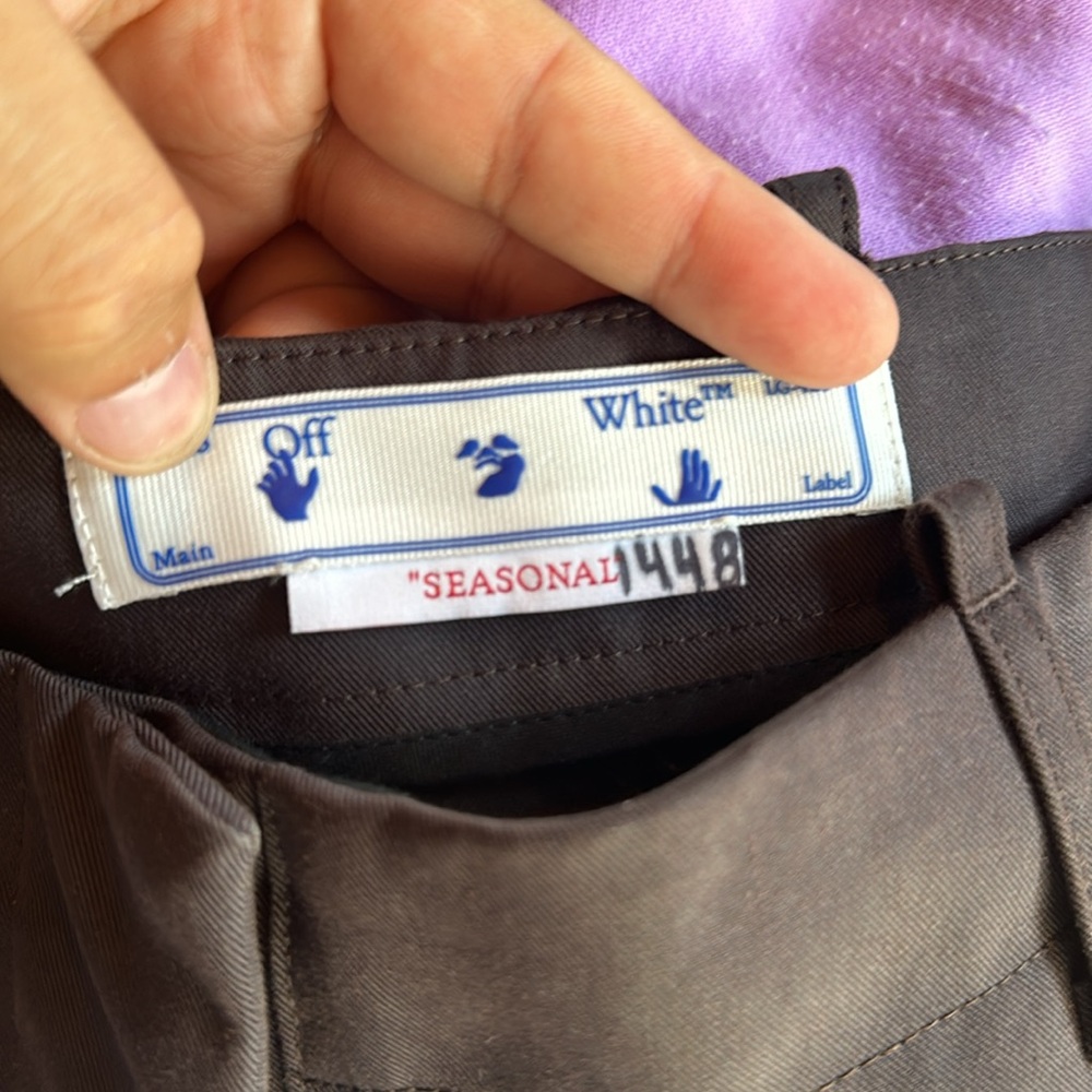 NEW w/tags Off-White Brown Gray Cargo Pants L 12 10 - Picture 7 of 10